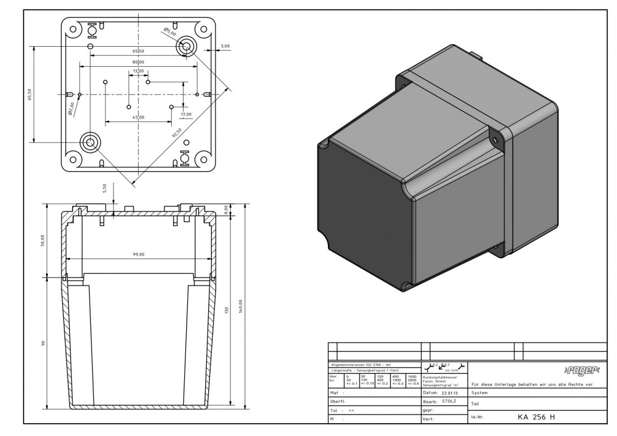 Industriegehaeuse 105 x 105 x 140 mm Schutzart IP 66 OVC PC