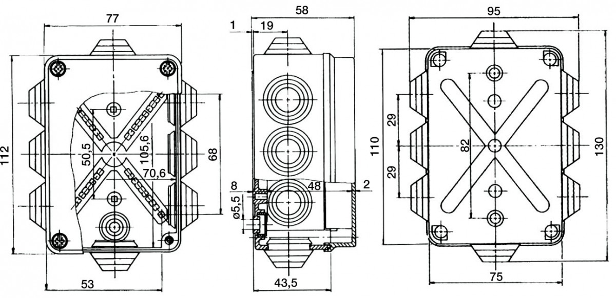 PVC Installationsgehäuse 130x95x58 IP55