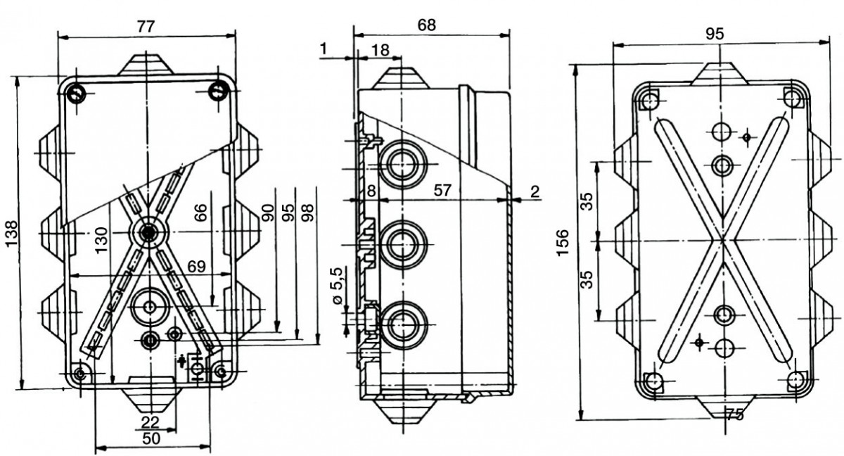 PP Installationsgehäuse 156x95x681 IP55