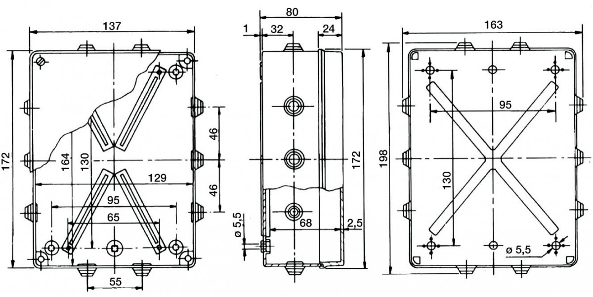 PVC Installationsgehäuse 198x163x80 IP 55