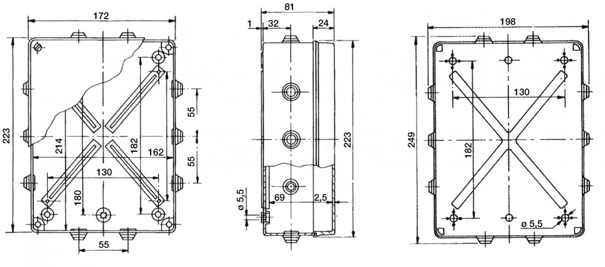 PVC Installationsgehäuse 214x162x69 IP 55