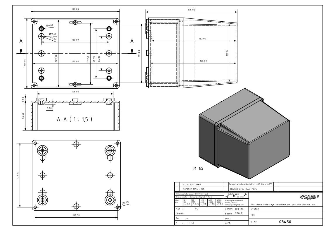 PC Gehauese 170 x 135 x 176 mm Schutzart IP 66